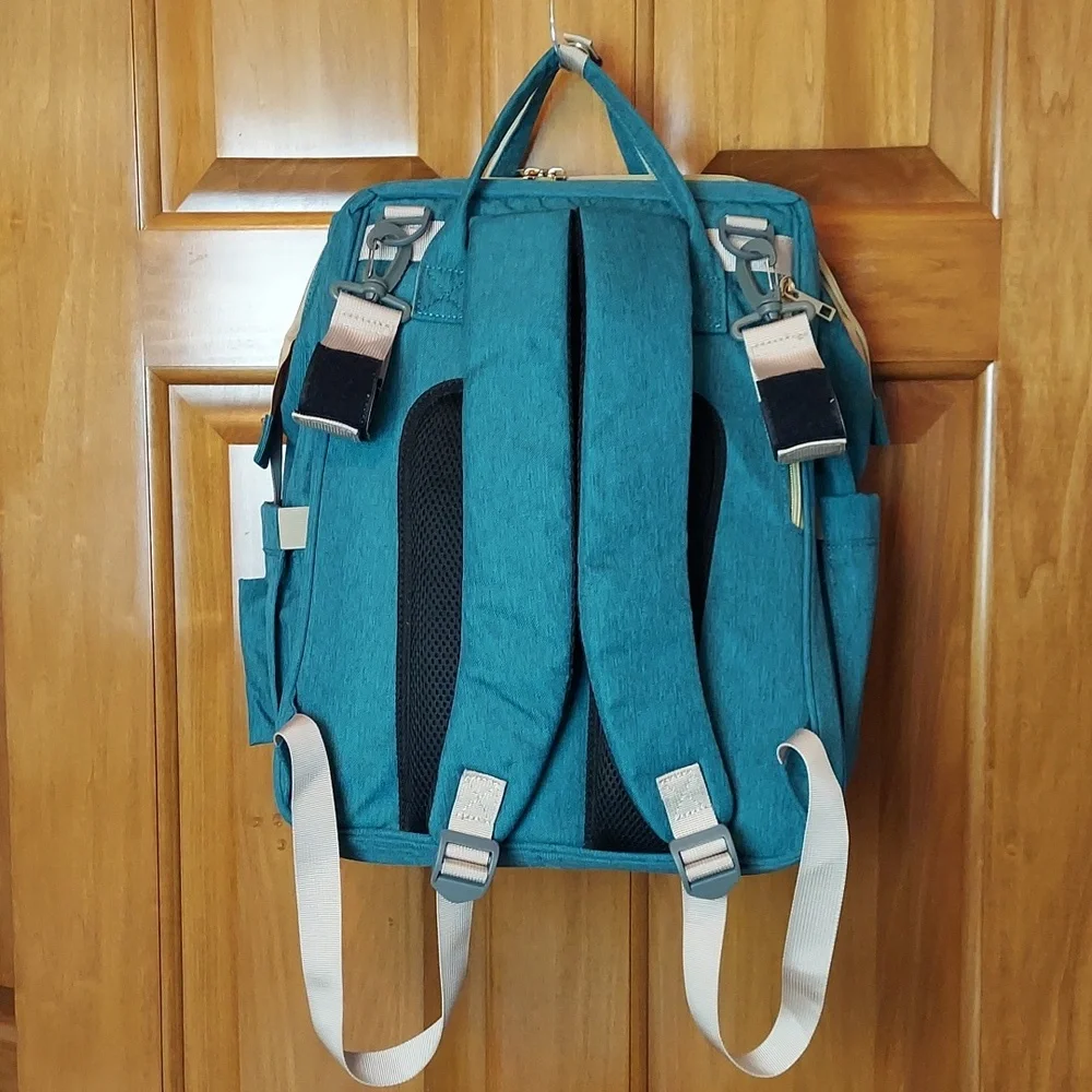 Debug Baby Diaper Bag Backpack Green Gold Large Capacity, Waterproof, Like New
